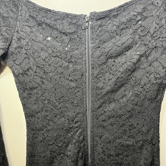 Windsor Dress BabyDoll Holiday VTG Y2K Black Lace Sequin Evening Party Mini S - Picture 6 of 9